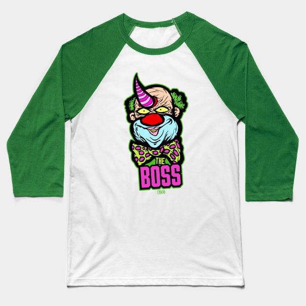 The Boss Clown Baseball T-Shirt by peteoliveriart